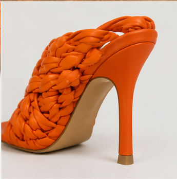 Orange Woven Statement Heels