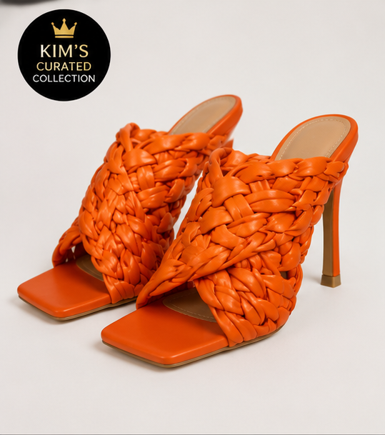 Orange Woven Statement Heels