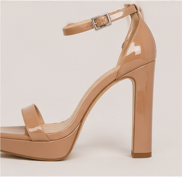 Nude Patent Platform Ankle-Strap Heels