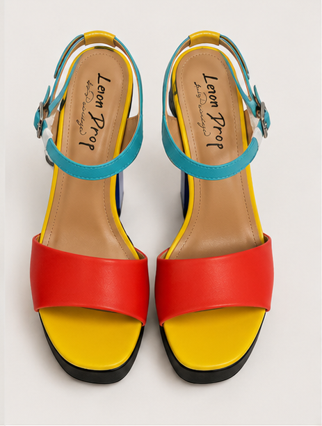Color Pop Platform Block Heel Sandals