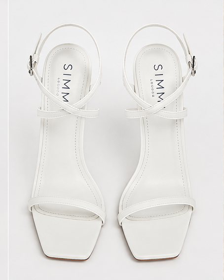White Square-Toe Stiletto Sandals