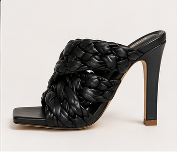 Black Woven Statement Heels