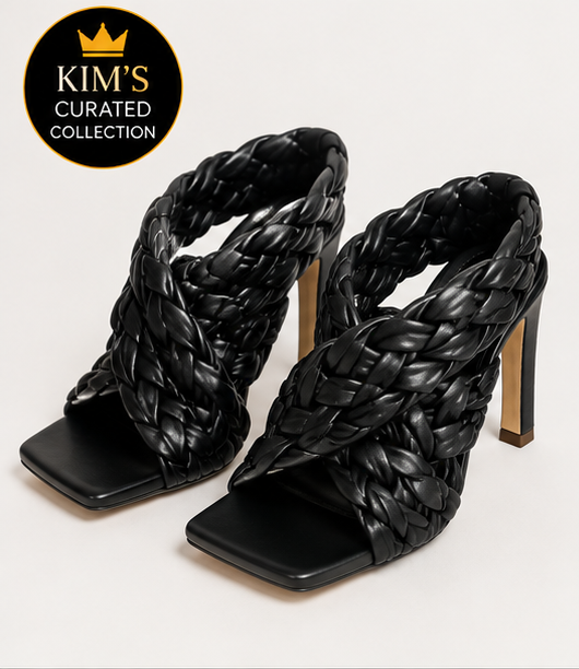 Black Woven Statement Heels