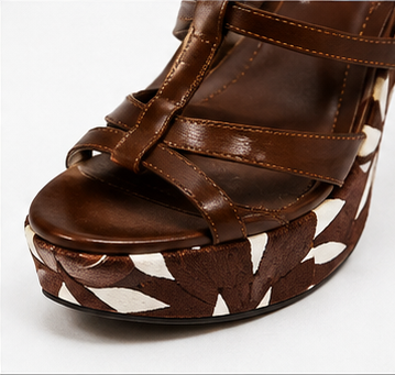 Brown & White Printed Platform Heels
