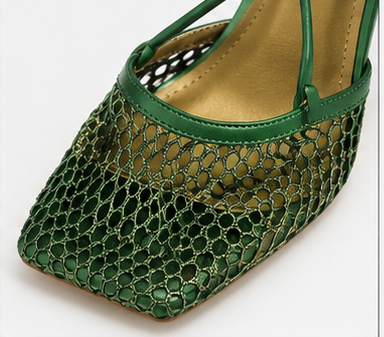 Metallic Green Mesh Heels
