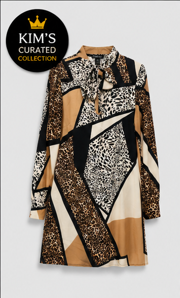 Modern Muse Geometric Long-Sleeve Dress