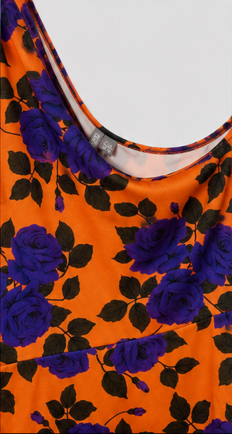 Tangerine Violet Floral Swing Dress