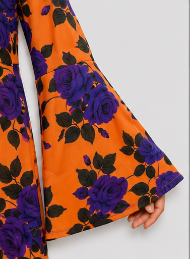 Tangerine Violet Floral Swing Dress