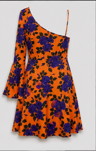 Tangerine Violet Floral Swing Dress