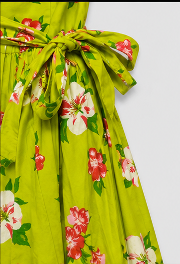 Lime Garden Floral Wrap Dress