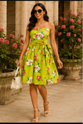 Lime Garden Floral Wrap Dress