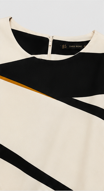 Ivory Abstract Colorblock Dress