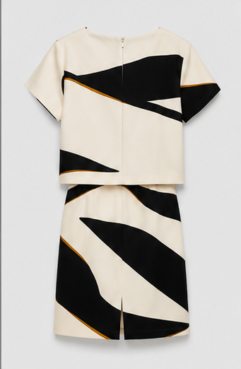 Ivory Abstract Colorblock Dress