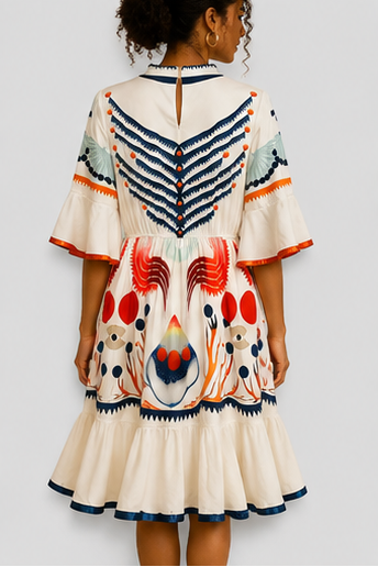 Artisan Ivory Print Dress