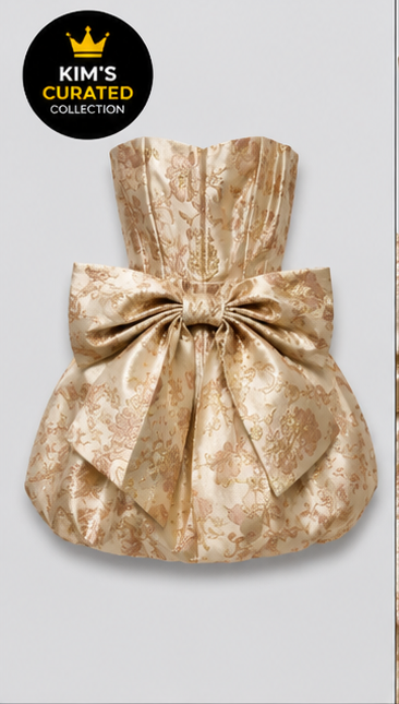 Golden Garden Metallic Bow Dress