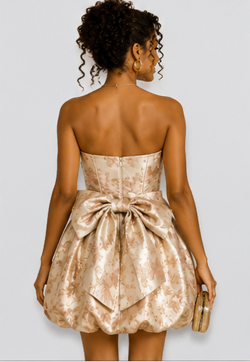 Golden Garden Metallic Bow Dress