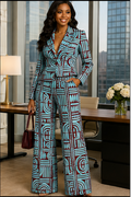 Aqua Muse Geometric Corset-Back Pantsuit