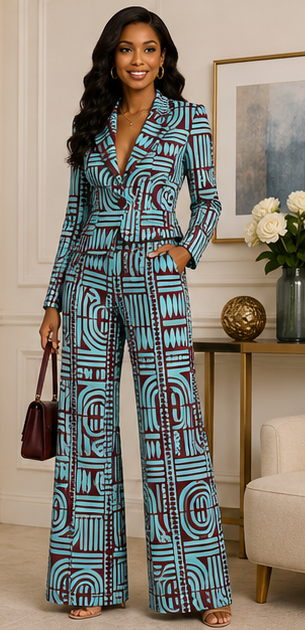 Aqua Muse Geometric Corset-Back Pantsuit