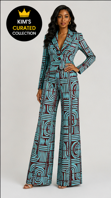 Aqua Muse Geometric Corset-Back Pantsuit