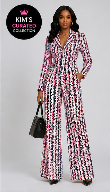 Power Play Pink Geo-Print Pantsuit