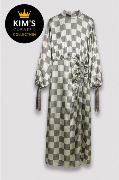 Silver Check Statement Dress