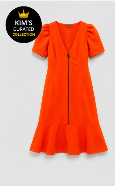 Tangerine Zip-Front Dress