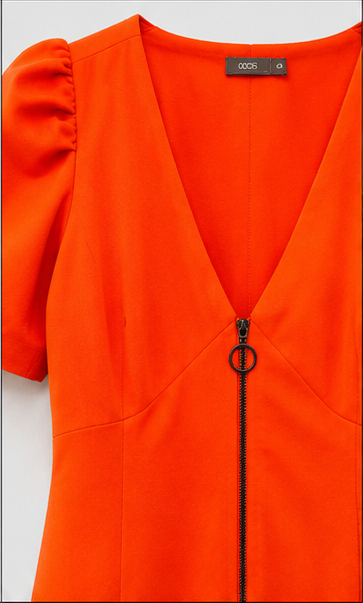 Tangerine Zip-Front Dress