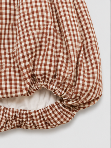 Cocoa Check Belted Romper