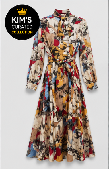 Blue Garden Watercolor Dress