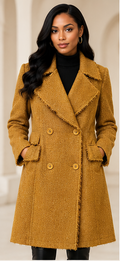 Express Women's Double-Breasted Bouclé Fringe Coat