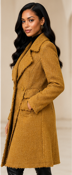 Express Women's Double-Breasted Bouclé Fringe Coat