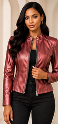 Metallic Rose Moto Jacket