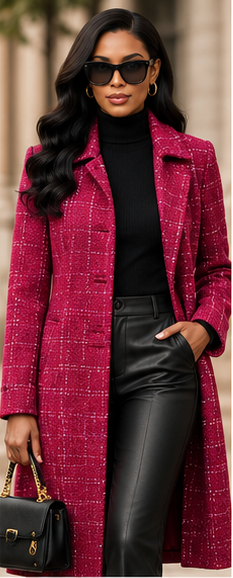 Raspberry Royale Vintage Windowpane Coat