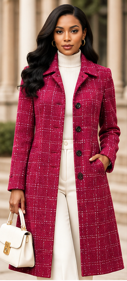 Raspberry Royale Vintage Windowpane Coat