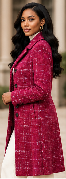 Raspberry Royale Vintage Windowpane Coat