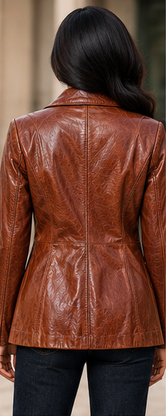 Cognac Legacy Pelle Studio Leather Blazer