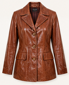 Cognac Legacy Pelle Studio Leather Blazer