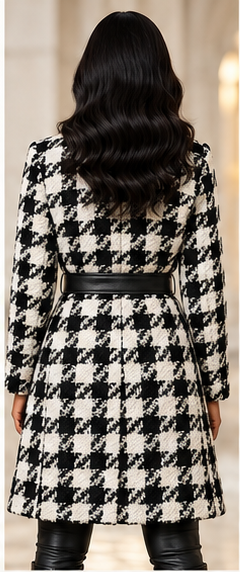 The Madison Houndstooth Belted Coat