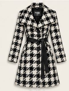 The Madison Houndstooth Belted Coat
