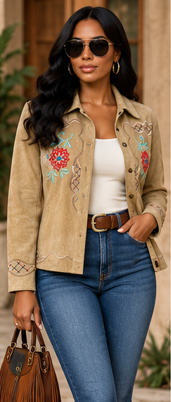 Desert Bloom Embroidered Suede Jacket