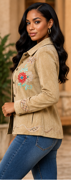 Desert Bloom Embroidered Suede Jacket