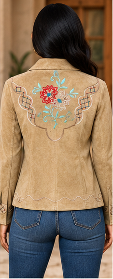 Desert Bloom Embroidered Suede Jacket