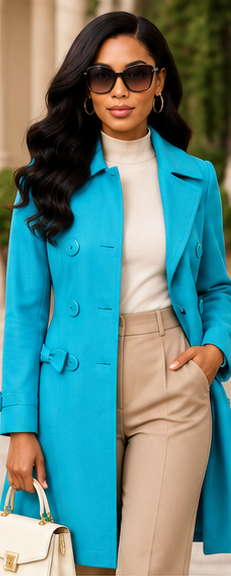 Color Me Chic Turquoise Double-Breasted Statement Coat