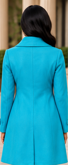 Color Me Chic Turquoise Double-Breasted Statement Coat
