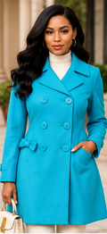 Color Me Chic Turquoise Double-Breasted Statement Coat