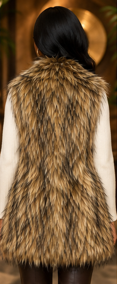 Golden Taupe Luxe Faux-Fur Vest