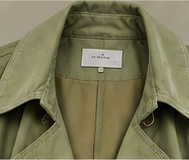 Sage Avenue Contrast-Stitch Belted Trench Coat