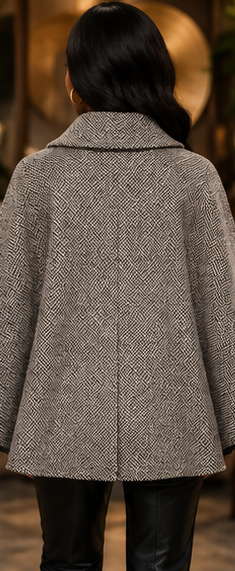 Heritage Weave Belted Cape Coat