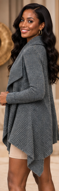 Silver Drape Waterfall Knit Cardigan