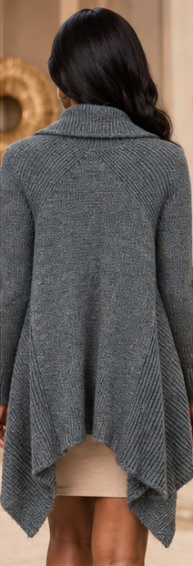 Silver Drape Waterfall Knit Cardigan